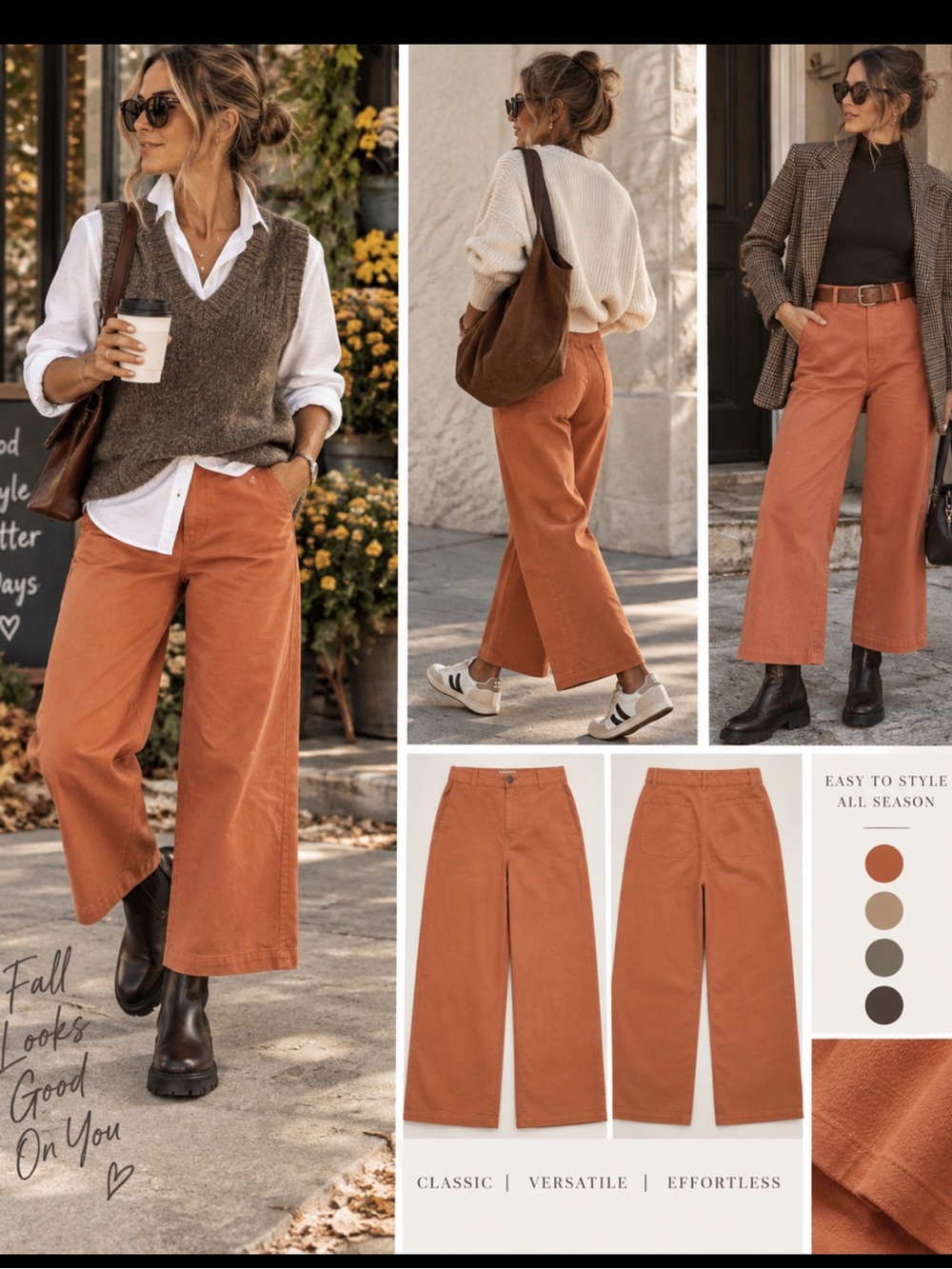 ABLE Rust  Straight Leg Pants Size 10 Cotton Stretch